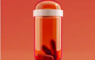 A artistic picture of a bottle of pills